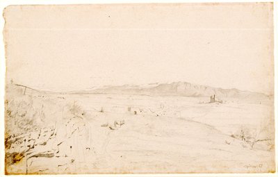 Roman Landscape, probably facing Monte Lepini, beyond the town of Velletri by Edgar Degas